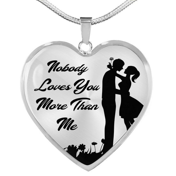Express Your Love Gifts Nobody Loves You More Than Me Stainless Steel-Silver Tone or 18k Gold Finish-Pendant Necklace Adjustable 18-22 w Free Luxury Gift Box 